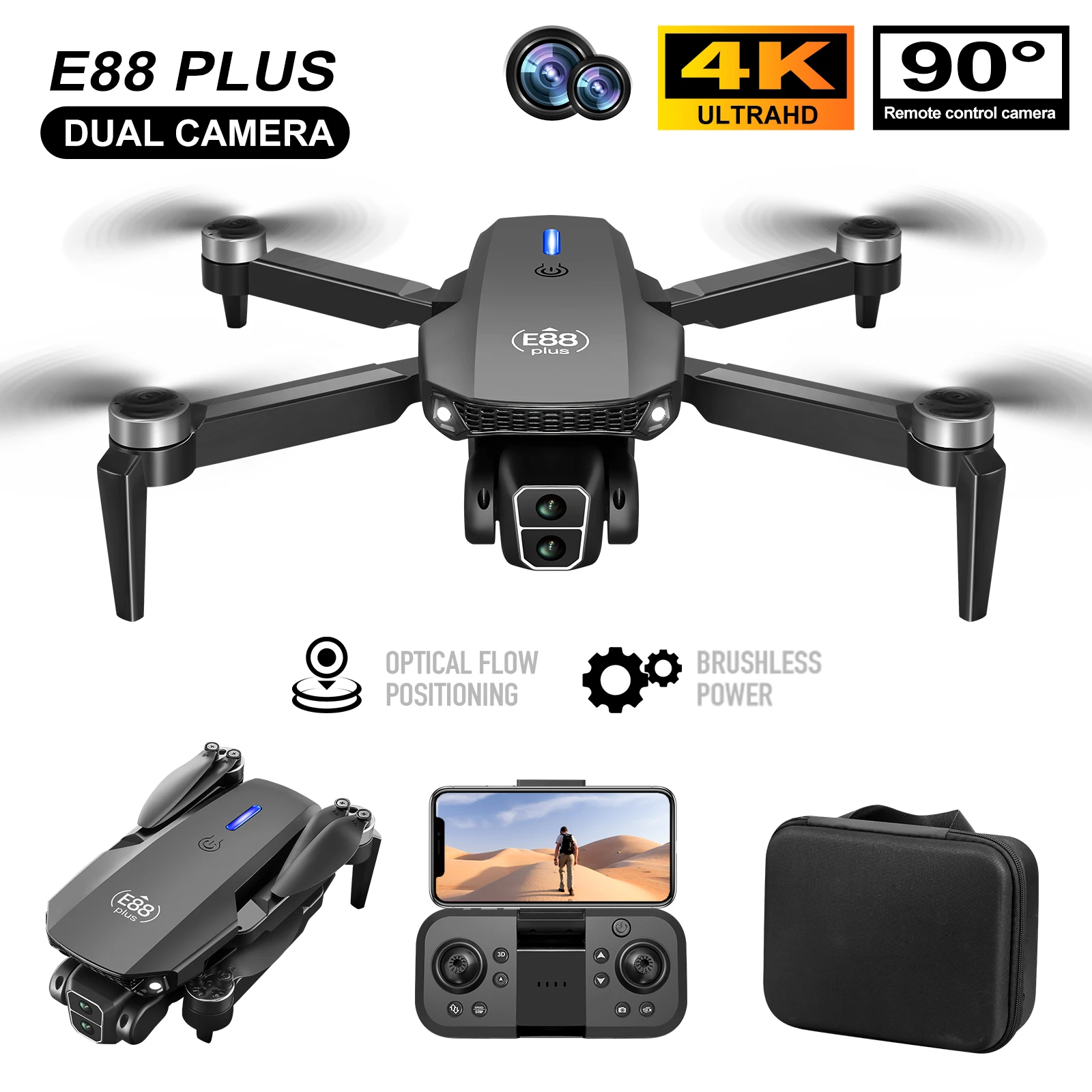Nouveau drone quadrirotor E88  - Drone Battery Case avis et prix